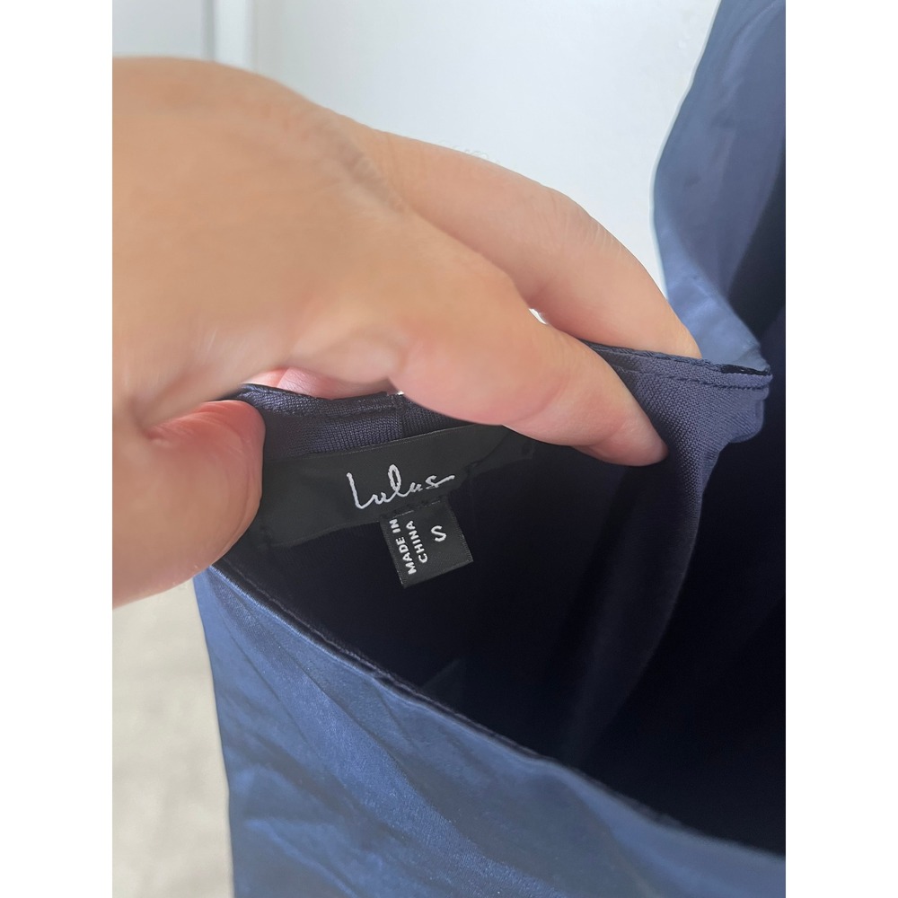 NWT Lulus Love in Your Life Satin Halter Maxi Dress Navy Blue Small - Picture 8 of 11
